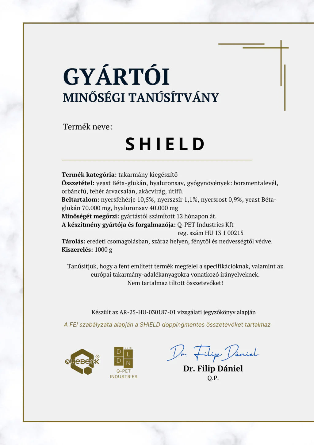 Quebeck Shield 1kg gyomorvédő